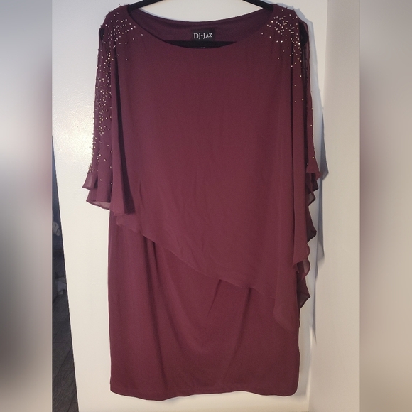 Elegant Plum Beaded Women's Dress Size 16 #738 - Picture 2 of 4